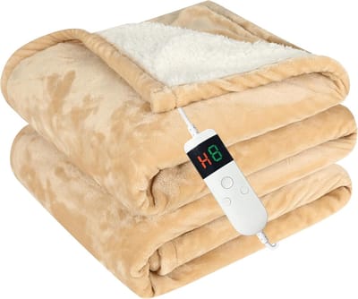 Elektrische Deken - Verwarmde Plaid - Gezellige Warmte - Automatische Uitschakeling - 130 x 180 cm - Khaki