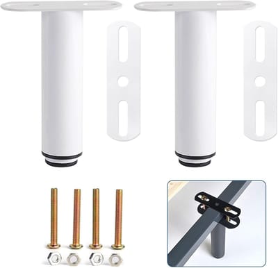 Famanu - Bed verstelbare poten, metalen meubelsteunpoten voet intrekbare zwaar belastbare bed middenframe latondersteuning been, geschikt voor kast slaapbank frame vervangingsonderdelen 2 stuks (7 "-13" (wit)