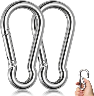 SnelShoppen - 2 stuks Roestvrij Stalen Karabijnhaken 12 x 140 mm - Grote Veerhaak M12 - Draagvermogen 800 kg - Voor Camping, Boot, Doe-Het-Zelf Access