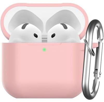 Beschermhoes voor AirPods 4 - Siliconen Case met Karabijnhaak - Roze