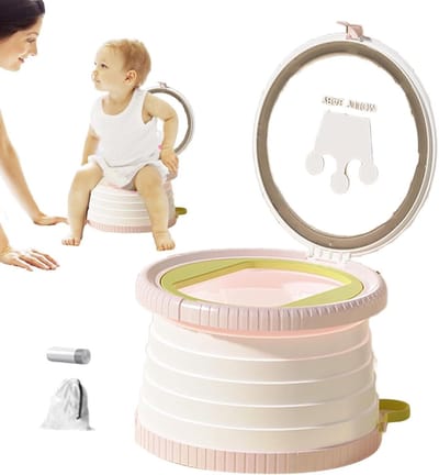 Reispotje Peuters - Toiletbril Kinderen - Zindelijkheidstraining Onderweg - Inklapbaar Ontwerp - 27 x 27 cm - roze