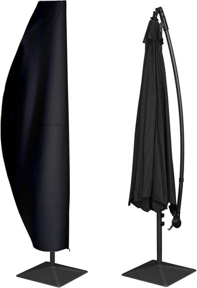 KZQ 210D Waterdicht Parasolhoes voor Cantilever Parassol, Geschikt voor 9-13ft, Tuin Parasolhoes met Rits voor Overkapping Paraplu in Banana Stijl, Zwart