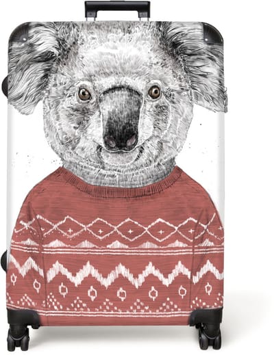 NoBoringSuitcases.com® - Koffer groot - Reiskoffer lichtgewicht - Koala - Winter - Trui - Rood - Rolkoffer met 4 wielen - Grote trolley XL - 98 liter bagage