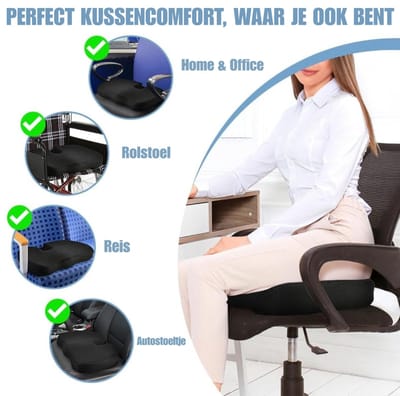 Aurixi® Wigkussen - Wigkussen Bed - Matrasverhoger - Zwart - 46cm x 35cm x 1cm