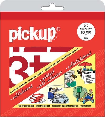 Pickup plakcijfers boekje Helvetica rood - 50 mm - 5 cm