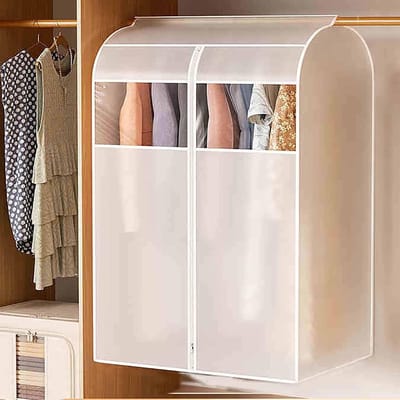 KZQ Volledig Afsluitbare Kledinghoes Met Transparant Pvc Venster Voor Jas Mantel En Pak 80x60x120 Cm