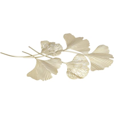 Metalen Wanddecoratie IJzer Gesimuleerde 3D Ginkgo Bladeren Hangende Wandsculptuur voor Woonkamer Kantoor