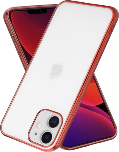 ShieldCase Metallic bumper case geschikt voor Apple iPhone 12 / 12 Pro - 6.1 inch - rood - Shockcase Shockproof hoesje metalen uitstraling - Hardcase hoesje - Hard Case met stootrand hoesje met bumpers beschermhoesje