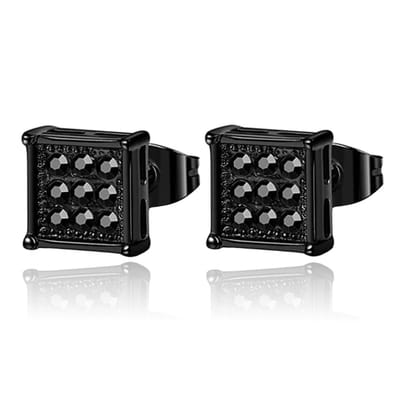 Mendes Heren Oorbellen - Nine Stone Stud Black