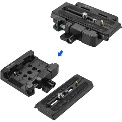 Adaptateur de pince à dégagement rapide pour trépied de caméra vidéo, avec plaque à dégagement rapide, Compatible avec la tête Manfrotto 501 500AH 701HDV 503HDV Q5 gray