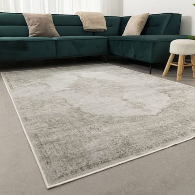Dun Vloerkleed met Anti-Slip Grijs Laagpolig Tapijt Koho Vintage - 185x275cm- Modern - Woonkamer - Salon - Slaapkamer - Eetkamer