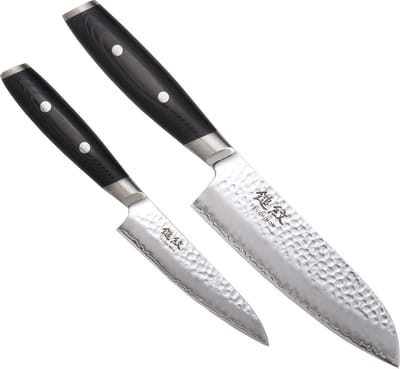 Yaxell Tsuchimon Messenset – 2-delig – Santokumes 16,5 cm en Universeelmes 12 cm – 3 Lagen Damaststaal – VG10 Staal – Canvas-Micarta Heft