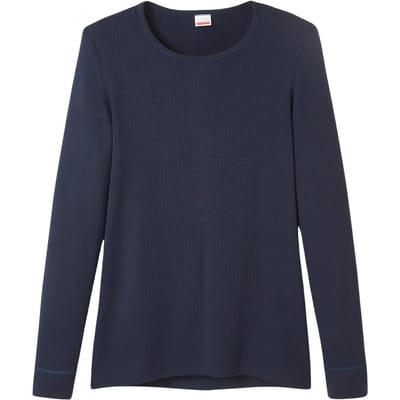Damart - T-shirt Thermolactyl met ronde hals en geribde fleece - Heren - Blauw - (102-109) L