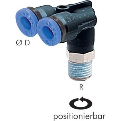 8mm x R1/8'' Y-koppeling Messing/PBT Insteekfitting Buitendraad Draaibaar NBR