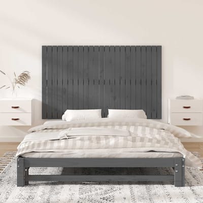 vidaXL - Wandhoofdbord - 147x3x90 - cm - massief - grenenhout - grijs