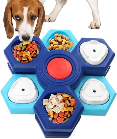 Anti-schrokbak Hond - Langzaam voederen - Spijsvertering verbeteren - Draaibare lagen - 19 x 16.6 x 4.3 cm - Derde etage