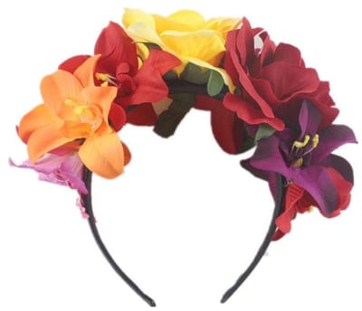 Dailygoods- Bloemkroon - Hoofdband met Rozenbloemen - Lichtgewicht - Polyester - 13 x 12 cm - Geschikt voor Feest/Cosplay/Halloween - Bloemenhoofddeksel