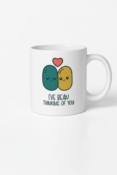 Liefdevolle Mok "I've Bean Thinking Of You" met Schattige Bonen | Romantisch Cadeau
