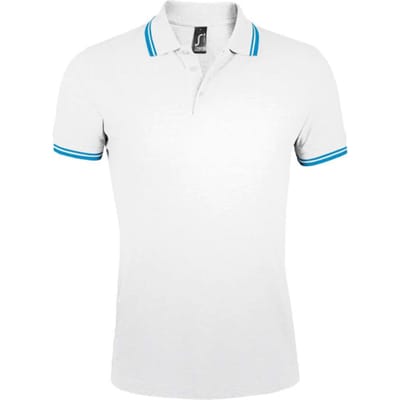 SOLS Heren Pasadena Poloshirt (Wit/Aqua)