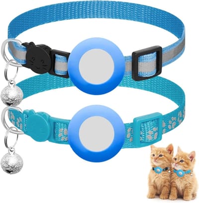 Verstelbare Reflecterende Kattenhalsband met Bel en Beschermhoes - Schattige Kattenaccessoires voor Veiligheid en Comfort (Blauw)