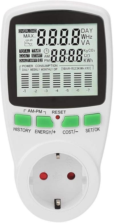 Slimme Vermogensmeter voor Energieverbruik - 0-9999KWh, AC Stroommeter tot 16A