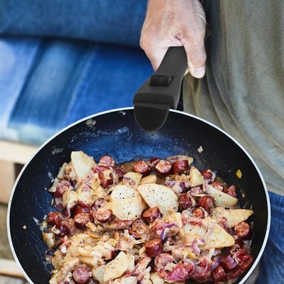Pince anti-chaleur pour poêle, pince à manche de casserole, lève-plat pour ustensiles de cuisine, poêle, assiette, bol, tasse noir
