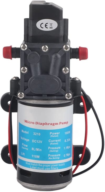 Allecto - Waterpomp - Diaphragm Pomp - Zelfaanzuigend en Hoge Druk - 12V - Elektrische Pomp voor Tuin en Aquariums - Geschikt voor Waterverplaatsin...