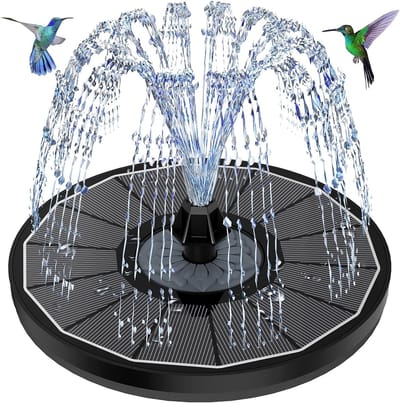 Solar Fontein voor Buiten – Zonnepaneel Fonteinpomp – Automatische Waterfontein – Inclusief Sproeikoppen – Voor Vogelbad, Vijver en Tuin – Zwart