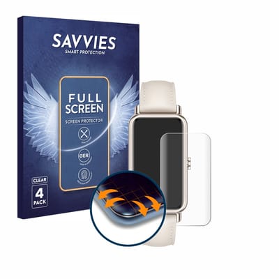 Savvies - Screenprotector voor Huawei Watch Fit mini - Folie Beschermfolie transparant volledig dekking 4 Stuks