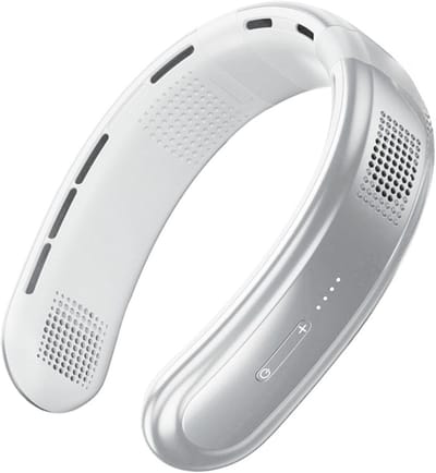 Draagbare nekventilator - USB oplaadbaar, tien keer sterker, koude nekventilator, geschikt voor buitensporten, woon-werkverkeer en reizen, kantoor, studie en persoonlijke - (Wit)