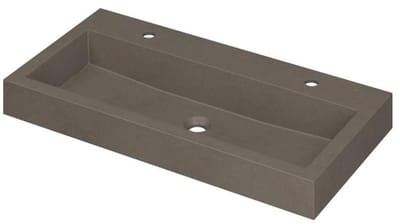 INK Momento Wastafel Quartz met 2 Kraangaten - 900x450x90 mm - Quartz Beton