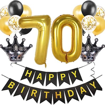 Verjaardag Decoratie - Feest Versiering - 70 Jaar Vieren - Zwart Goud Thema - 10 Meter Lint - Zwart Goud