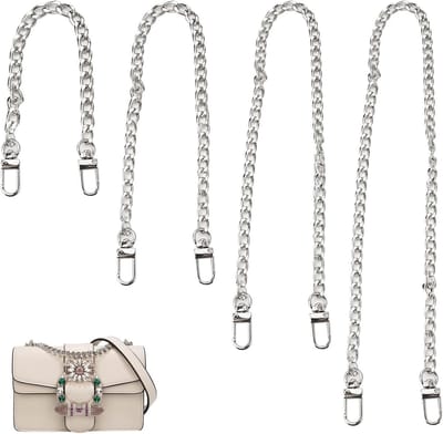 Verstelbare Schouderriem en Handvatketting voor Handtassen - 4 Stuks in Zilver, 30/60/100/120 cm, Ideaal voor Telefoontas, Portemonnee en Accessoires