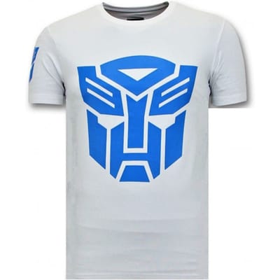 Coole T-shirt Mannen - Transformers Robots Print - Wit