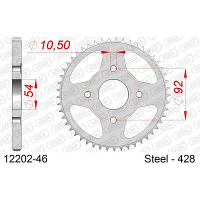 Stalen tandwiel Afam 428 46 dents