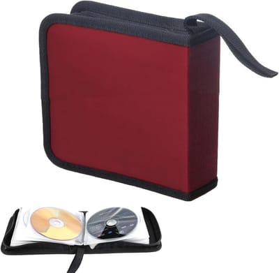 CD-opbergzak voor 40 schijven, ideaal voor CD's en DVD's, perfect voor thuis en in de auto, rood
