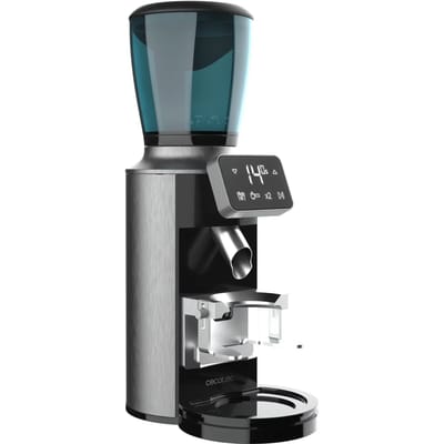 Cecotec Elektrische Kaffeemühle SteelMill Touch. 150W, Edelstahl-Finish, Touch-Panel und 30 Mahlstufen, Behälter für 300 g Kaffeebohnen mit Deckel und 200 g Kaffeepulver.