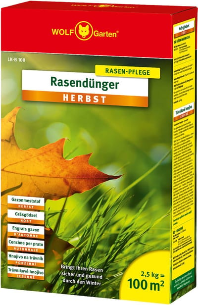 WOLF-Garten Gazonmeststof Herfst LK-B 100 - voor 100m2 - effectief van herfst tot lente - helpt gazon de winter door - versterkt gazon