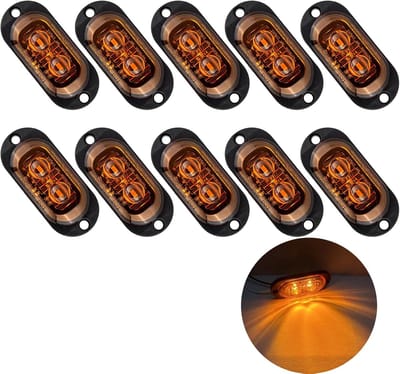 Zijmarkeringslichten 10 stuks 12/24V voor aanhangers en vrachtwagens - Geel