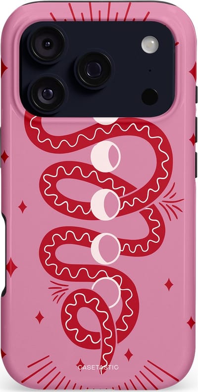 Casetastic hoesje geschikt voor Apple iPhone 17 Pro - MagSafe - Dubbellaagse bescherming - Eclipseslang - Fashion Case - Lila Koraal