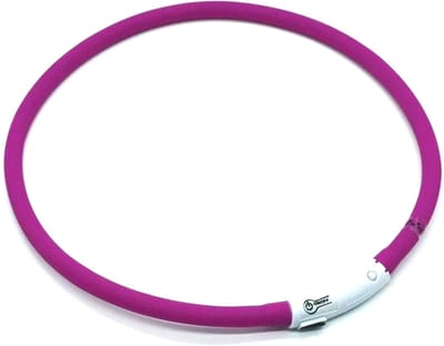 Oneay Oplaadbare LED-halsband voor honden via USB – Verstelbare veiligheidshalsband voor honden en katten – Met 3 lichtstanden en 12 lampjes – Roze