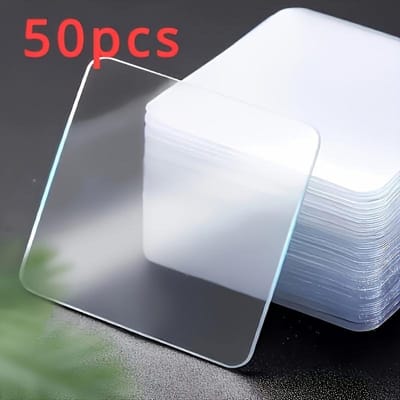 50 pièces Ruban Nano Double Face Extra Fort - Bandes Adhésives Fortes, Sans Traces, Amovibles pour Photos, Tapis, et Plus - Idéal pour la Maison et le Bureau white