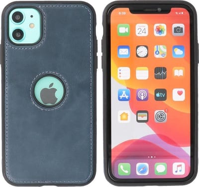 Bestcases - Lederen Backcover - Echt Leer Hoesje - Geschikt voor iPhone 11 - Navy