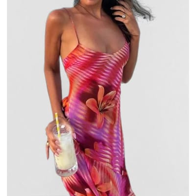 Lente nieuwe dames vakantiestijl sexy jurk met vetersluiting, split en jarretels 3XL brown