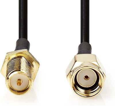 Nedis Antennekabel - RP-SMA Male - RP-SMA Female - Verguld - 50 Ohm - Enkelvoudig Afgeschermd - 1.00 m - Rond - PVC - Zwart - Label
