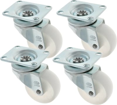 AMIG zwenkwiel/transportwiel - 4x - D60mm - polyamide - 60kg draagvermogen - wit