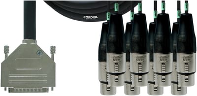 Cordial Intro Multicore D-Sub/XLRf 8-voudig, Rean stekker, 3,0m - Analoge multicore kabel