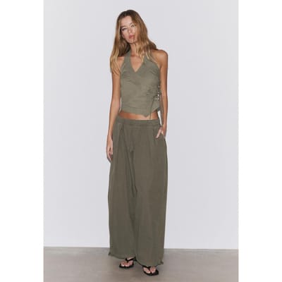 Stradivarius Gekruiste haltertop  Kaki XS