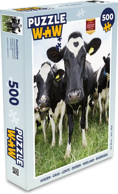 Puzzel Koeien - Gras - Lente - Dieren - Weiland - Boerderij - Legpuzzel - Puzzel 500 stukjes