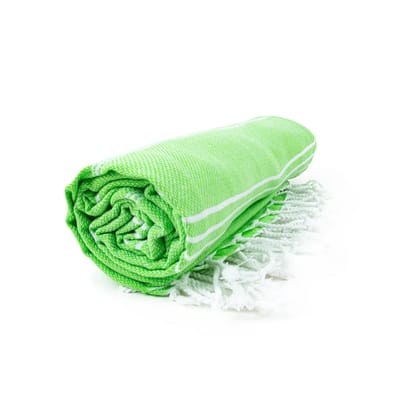 The One Towelling Hamam Sultan handdoek - 100 x 180 cm - Sauna Handdoek - Hamamdoek strandlaken - 100% katoen - Limoengroen/Wit
